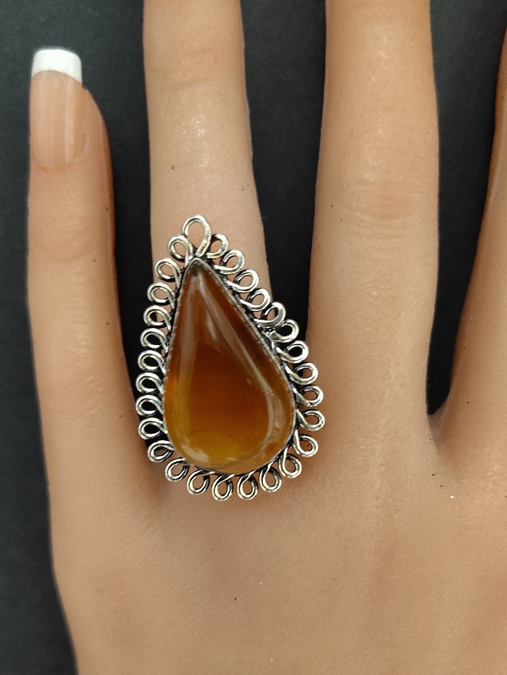Carnelian Agate Gemstone 925 Ring - Size 6 3/4 - Picture 8 of 8
